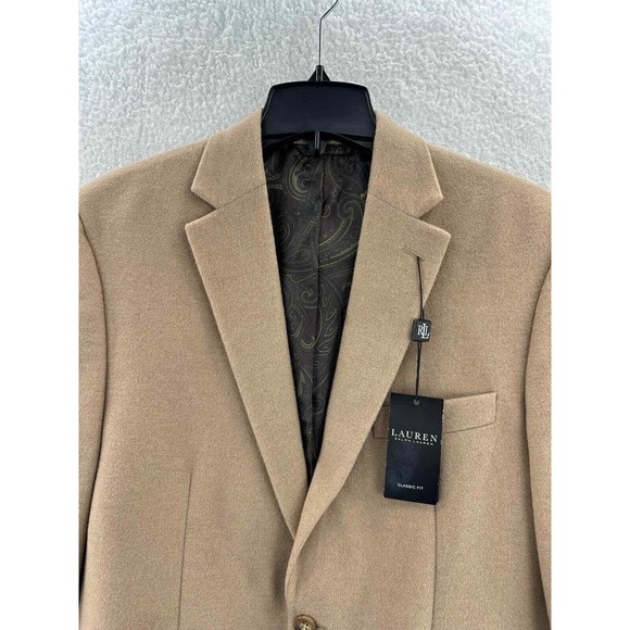 Lauren Ralph Lauren Men's Camel Wool Silk Cashmere Blend Blazer Classic Fit 41R - Picture 2 of 9